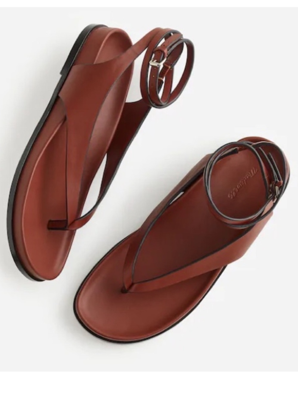 Madewell Eleni Brown Leather Ankle-Strap Thong Sandals size 8.5